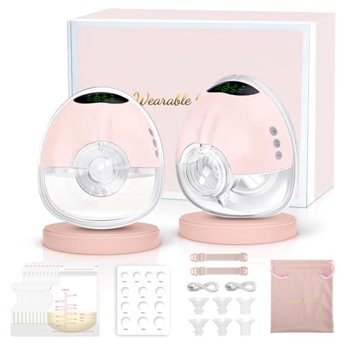 Hands Free Breast Pump, Wearable Breastfeeding Pump with 4 Mode & 9 Level, Strong Suction, Painless, Anti-Backflow, BPA Free, Portable Electric Breast Pumps with 17/19/21/24MM Flanges