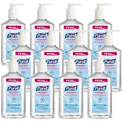 PURELL Advanced Hand Sanitizer Refreshing Gel, Clean Scent, 12 fl oz Pump Bottle (Pack of 12) - 3659-12