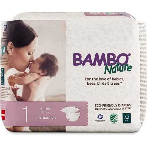 Bambo Nature Eco Friendly Premium Baby Diapers for Sensitive Skin, Size 1 (4-11 lbs), 28 Count - Size 4 (30 Count)