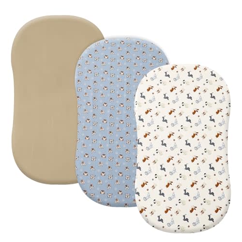 PHF 3 Pack Soft Bassinet Sheets, Pet Dogs Breathable Comfy Cradle Sheets for Baby Boys Girls Neutral, No Slip Universal Fit for Most Cradle and Bassinet Mattress, Pet Dogs