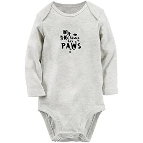 iDzn MY BIG SISTER HAS PAWS Funny Rompers, Newborn Baby Bodysuits, Infant Jumpsuits Outfits, Kids Long Sleeves Clothes