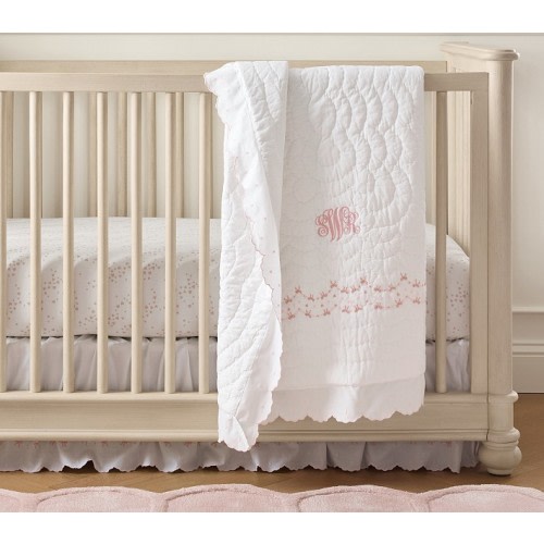Welcome Home Embroidered Heart Baby Quilt