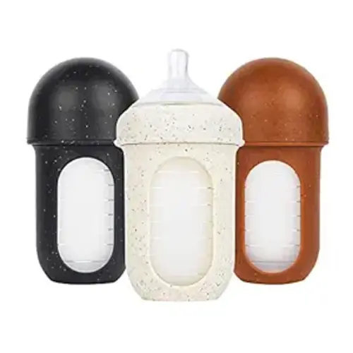 Boon Nursh Bottles - Silicone Baby Bottles Help Ease Colic Symptoms - Formula and Breast Milk Only Touch Food-Grade Silicone - Medium Flow - 8 Oz - Speckle