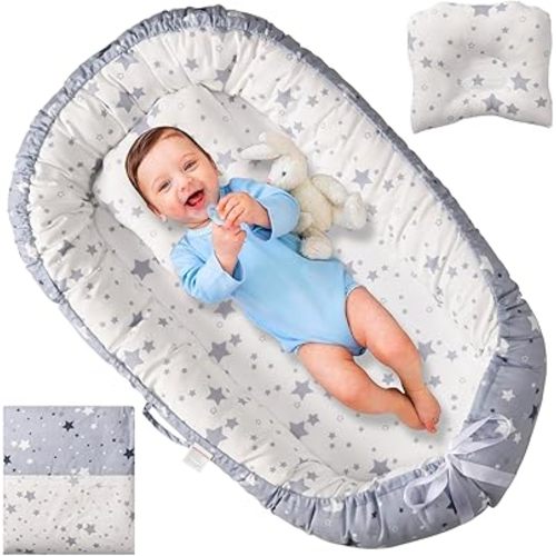 Totsi Baby Lounger with Pillow & Blanket | Ultra-Soft Baby Nest | Machine Washable Infant Lounger 0-24 Months | Adjustable Infant Nest for Travel | Baby Nest for Newborn