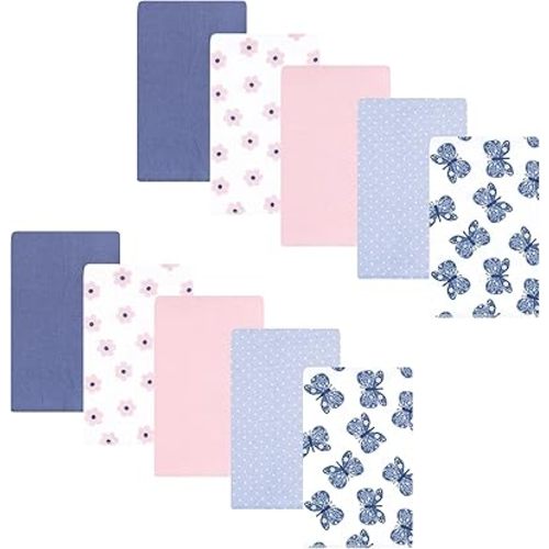 Hudson Baby Unisex Baby Cotton Flannel Burp Cloths 10-Pack, Beautiful Butterfly, One Size