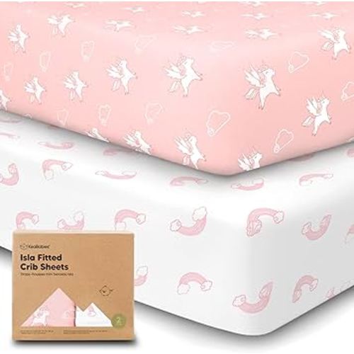 KeaBabies 2-Pack Baby Crib Sheets for Boys, Girls - 52x28 Viscose Derived from Bamboo Toddler Bed Sheets Neutral, Fitted Crib Mattress Cover for Standard Baby Bedding, Soft & Cozy (Dreamland)