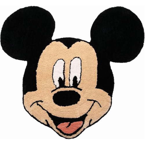 Disney Mickey Mouse Face 4ft x 3ft Fluffy Plush Tufted Area Rug - Kids Home Décor