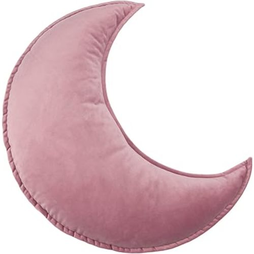 JIKAL Star Moon Shaped Pillow Soft Velvet Nursery Stuffed Throw Pillows for Kids Room Couch Reading Nook Decor (Moon, Dusty Pink)