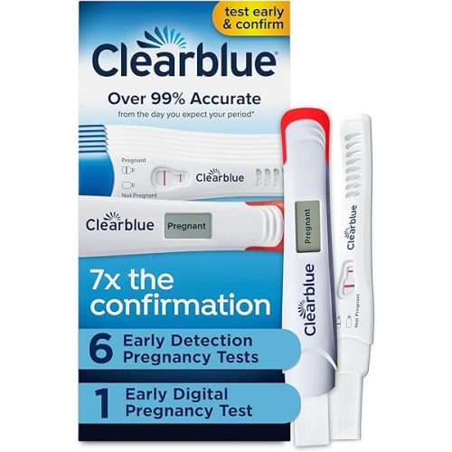 Clearblue Early Pregnancy Test Kit, at-Home Pregnancy Test Kit for Women, hCG Hormone Pregnancy Tests with Easy-to-Read Results, 7 Tests