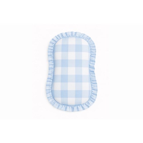 Blue Checkered Ruffle Zipper Lounger Cover -Neutral Soft Louger Cover - Baby Lounger Cover 100% Cotton Fabric - Washable lounger cover