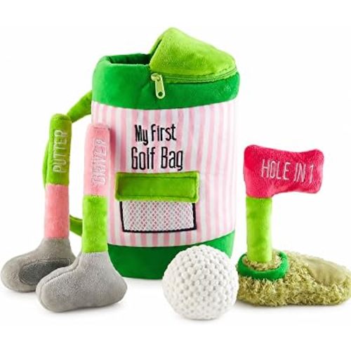 Mud Pie Pink Golf Plush Play Set, Baby Golf Bag Toy