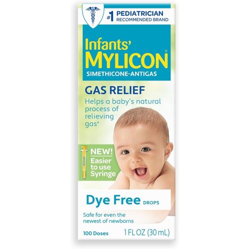 MYLICON Infant and Baby Gas Relief Drops, Dye-Free, 1 Oz (Updated Syringe)