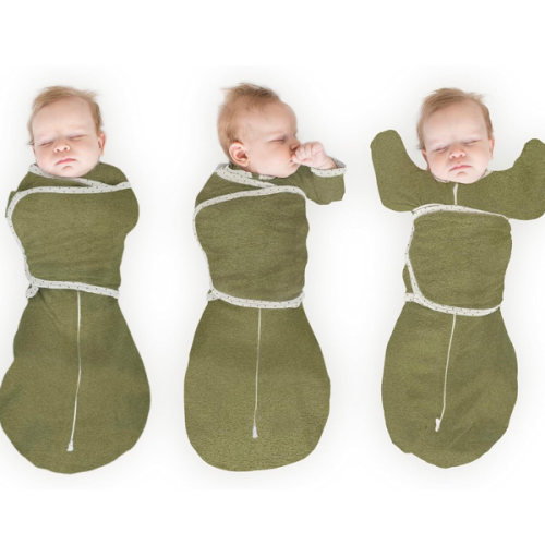 SwaddleDesigns Omni Swaddle Sack with Arms Up Half-Length Sleeves and Mitten Cuffs - Heathered Green Turtle 12-18Lbs (3 Months)