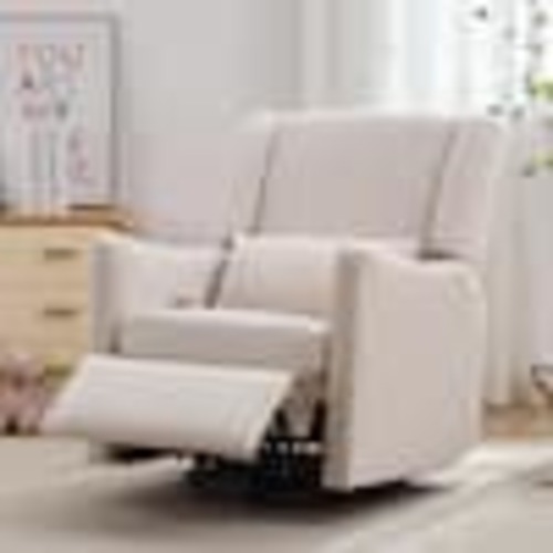 Merax 29.5 in. W Wingback Beige Linen Swivel Manual Recliner Chair, Glider Rocker Recliner, Rocking Chair Nursery YJH142AAA