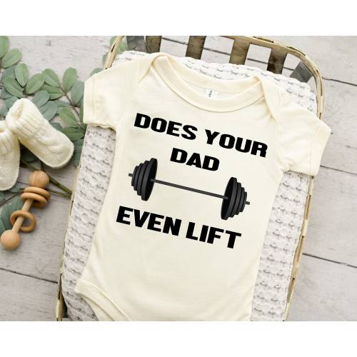 Workout Baby Onesie® Workout Buddy, Barbell, Daddy's Buddy, Daddy's Girl, Does Your Dad Even Lift Baby Onesie® Baby Shower, Gym Baby Outfit