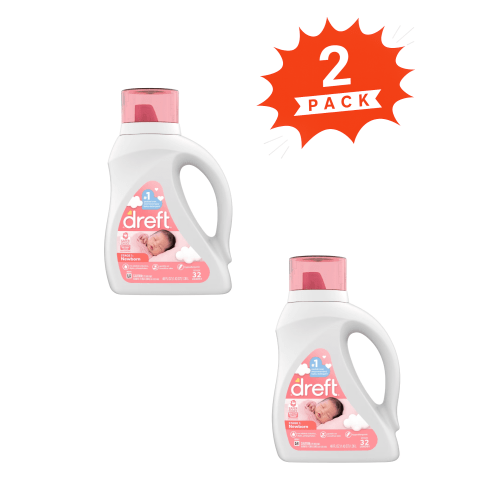 Dreft Newborn Baby Liquid Laundry Detergent (Pack 2) - 64 Loads, 92fl
