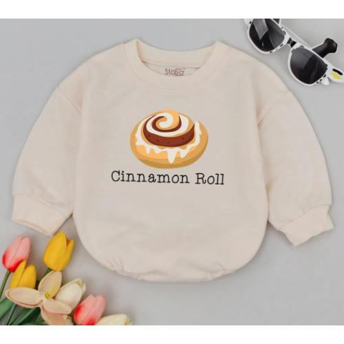 Cinnamon Roll Baby Bodysuit Romper Short Sleeves, Unisex Baby Bodysuit, Roll Model Baby Romper, Food Baby Clothes, Unisex Baby Outfit