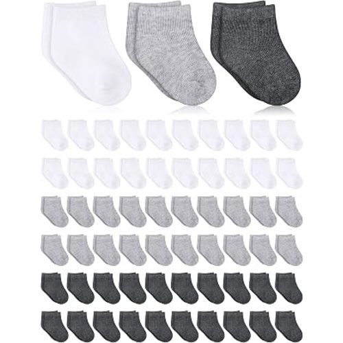 Jecery 60 Pairs Newborn Baby Socks Bulk, Infant Anklets Unisex Cotton