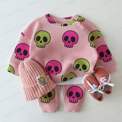 Baby Toddler Skull Pink Waffle 2-piece Set