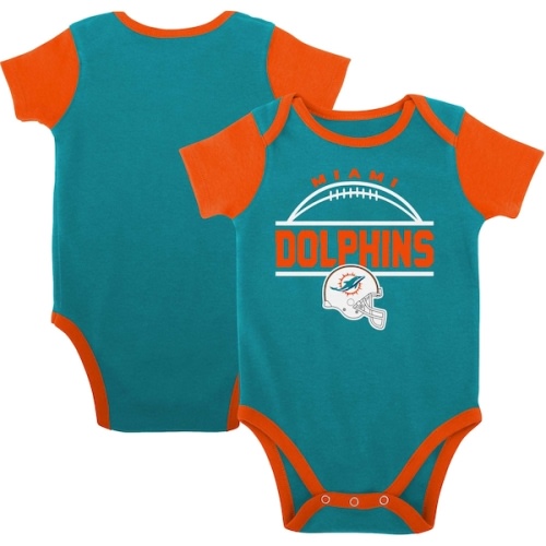 Newborn & Infant (0-3months) Miami Dolphins Aqua/Orange Home Field Advantage Three-Piece Bodysuit, Bib & Booties Set