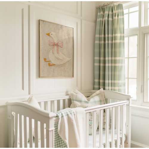 Vintage Duck Nursery Art: Canvas-Style Print with Pink Bow FG4890