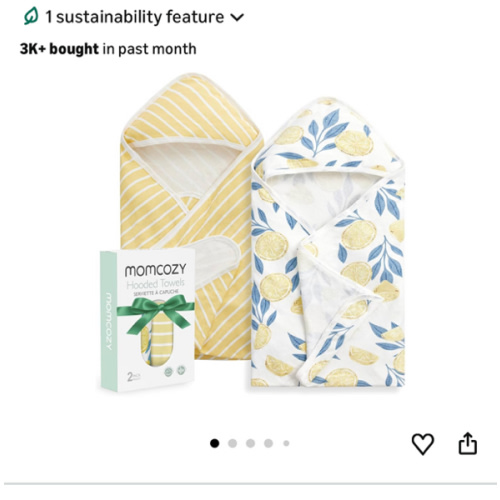 Momcozy Baby Towel with Hooded - Ultra Soft & Absorbent Large Bath Towel Set for Comfort & Gentle on Baby's Skin - Med Thick& Durable -Shower Gift & Bath Essential for Newborn, Infant, Toddler