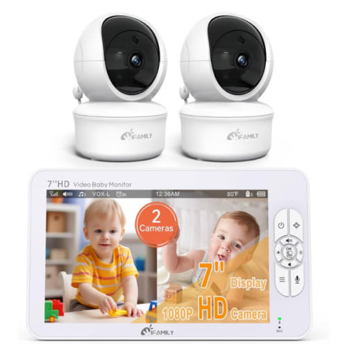 Amazon.com: iFamily 7" Large Split Baby Monitor with 2 HD Cameras and Audio, 1080P HD Video Baby Monitor No WiFi,Hack Proof : Baby