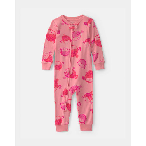 Baby Girl Pufferfish 100% Cotton 1-Piece Pyjama - Pink | Carter’s Oshkosh Canada