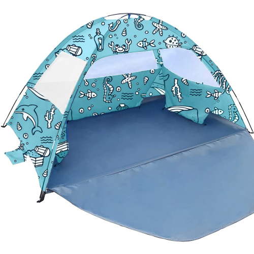 KidzAdventure Ocean World Beach Tent | 3-4 Person | UPF 50+ UV Protection | PU800 Waterproof