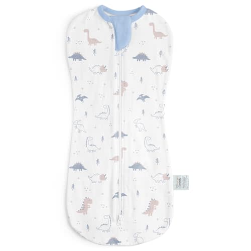 Baby Swaddle 0-2 Months, Cotton Arm-In Zipper Sleep Sack, Wearable Blankets Wrap for Newborn Infant Boys (Dinosaur, Pack of 1)