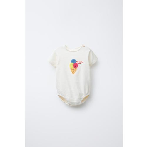 RUFFLY ICE CREAM ROMPER - Light ecru | ZARA United States