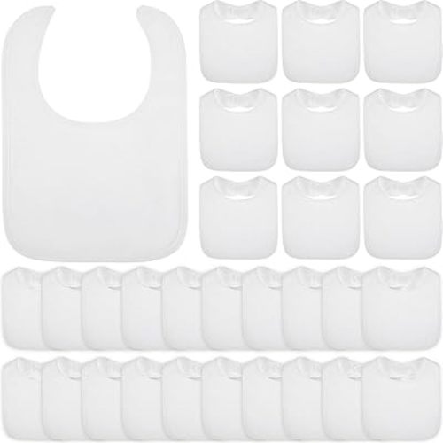 Toulite 10 Pcs Baby Bibs for Unisex Boy Girl Washable Reusable Waterproof Cotton Feeder Bibs with Double Sided Design for Newborns & Infants Baby Shower Activity and Gifts (White)