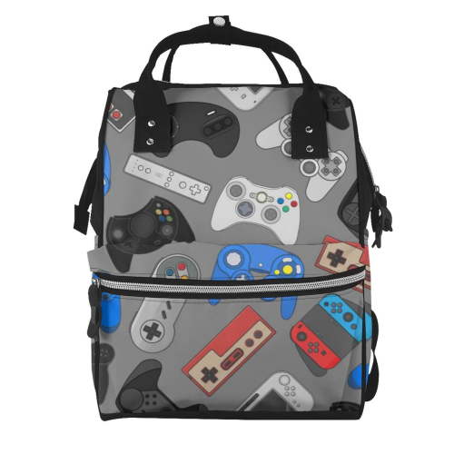 Gaeub Video Game Print Mummy Diaper Bag Backpack,Durable Maternity Baby Nappy Casual Shoulder Bags,Travel Hiking Outdoor Pack