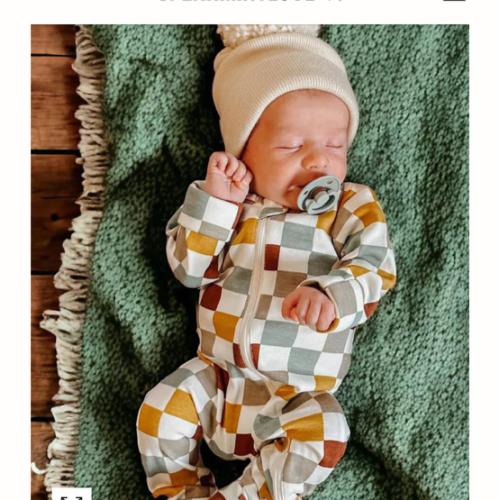 Cannoli Checkerboard / Organic 2-Way Zip Romper – SpearmintLOVE