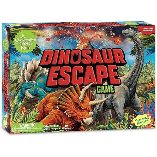 Peaceable Kingdom Dinosaur Escape Cooperative Memory Game of Logic and Luck for 2 to 4 Kids Ages 4+