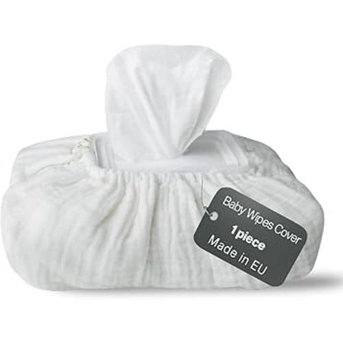 Baby Wipes Cover – Universal Size, One Size Fits All Wipes Packages | Muslin Cotton Tissue Cover for Nursery, Diaper Bag & Changing Table, Station | Gingham & Neutral Patterns (Cream)
