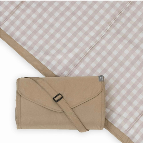 Little Unicorn Outdoor Blanket - Beige Buffalo Check, 5 X 7 Ft