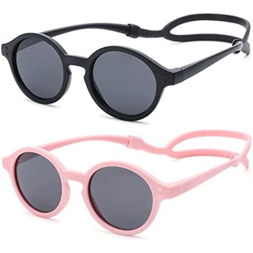 COASION Baby Polarized Sunglasses with Strap Adjustable TPEE Flexible Frame for Toddler Girls Boys Age 0-36 Months