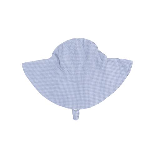 Micro Gingham Blue Blizzard - Wide Brim Sun Hat