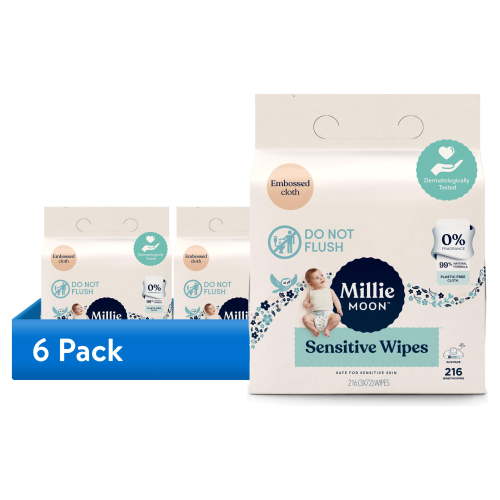 (6 pack) Millie Moon Sensitive Wipes, 216 Count (Select for More Options)