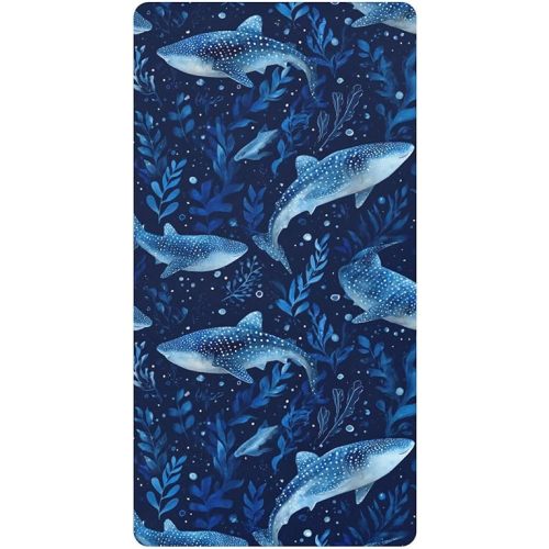 Cute Watercolor Whale Sharks Crib Sheets Soft Breathable Fitted Cotton Baby Crib Sheets Mattress Cover for Girl Boy, 52" x 28" x 9"