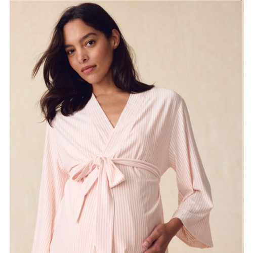 LAKE | Women | DreamModal™ Pajamas | English Rose Pencil Stripe Maternity Kimono Bundle