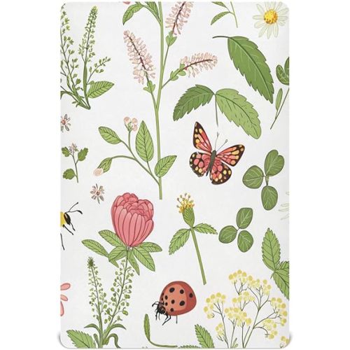 Fitted Crib Sheets for Boys Girls, Soft Breathable Comfortable Wild Flowers Ladybug Baby Sheet Set, Crib Sheets Fits Standard Crib and Toddler Mattress