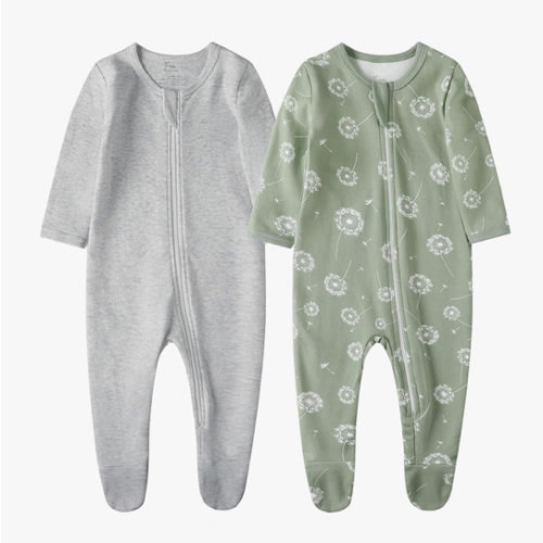 O2 BABY Baby Boys Girls Organic Cotton Zip-Front Sleeper Pajamas, Footed Sleep 'n Play