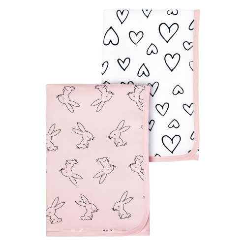 Little Star Organic 100% Pure Organic Cotton Girls Receiving Blanket, 2 Pk, Modern Blush