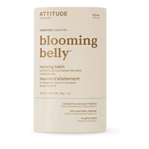 ATTITUDE Plastic-Free Nursing Balm Bar, Safe for Nursing, Plant and Mineral-Based Ingredients, Vegan and Cruelty-free Maternity Products, Unscented, 1 Ounce