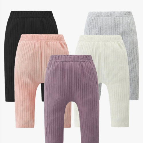 Fullfamous Baby and Toddler Girl's 5 Pack Cotton Ribbed Pull On Pants Leggings 0-4 Years