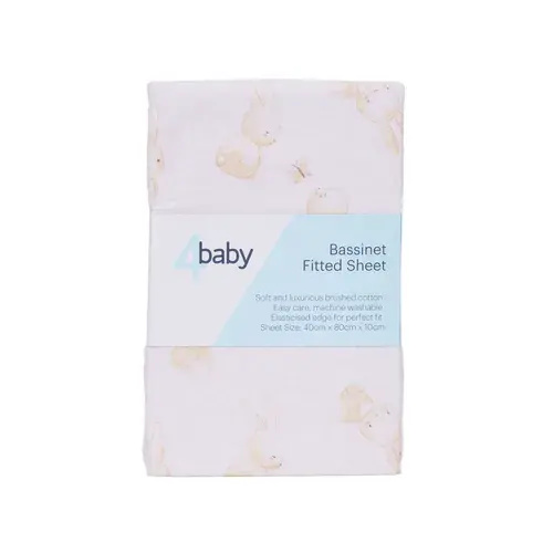 4baby Flannel Bassinet Fitted Sheet Bunny | Baby Bunting AU