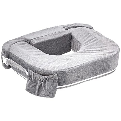 My Brest Friend Twin Nursing Pillow - Enhanced Comfort with Slipcover - Ultimate Ergonomic Support for Breastfeeding- Adjustable Strap and Silent Release Buckle with Handy Side Pocket, Evening Grey