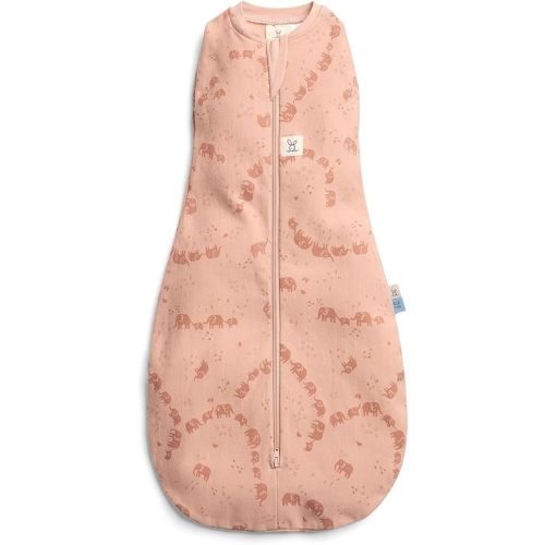 ergoPouch - Cocoon Sleep Sack Swaddle - Organic Cotton Newborn Swaddle Bag with Two-Way Zipper - Baby Swaddle Blanket for Safe Sleep 0.2tog Elephant 6-12M